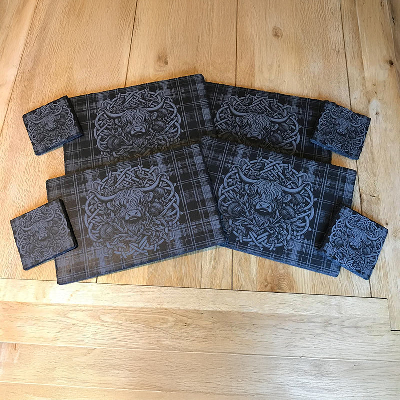 Highland Cow Slate Placemats and Coasters