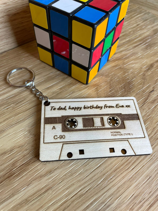 Cassette Tape Retro Personalised Keyring