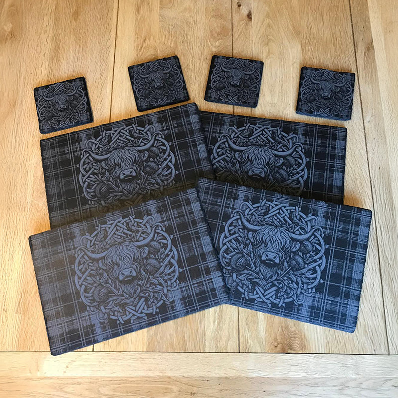 Highland Cow Slate Placemats and Coasters