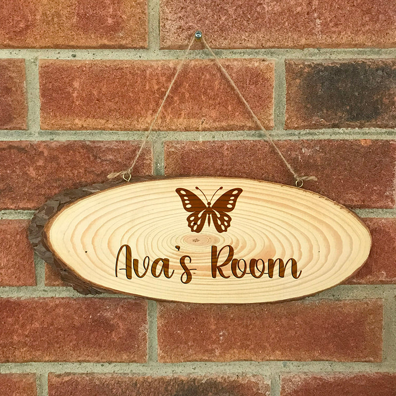 Personalised Princess Crown/Tiara Log Slice Hanging Sign