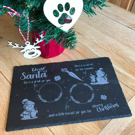 Santa’s Slate Christmas Eve Board - Cookie, Carrot & Drink Section, Magical Holiday Tradition for Kids