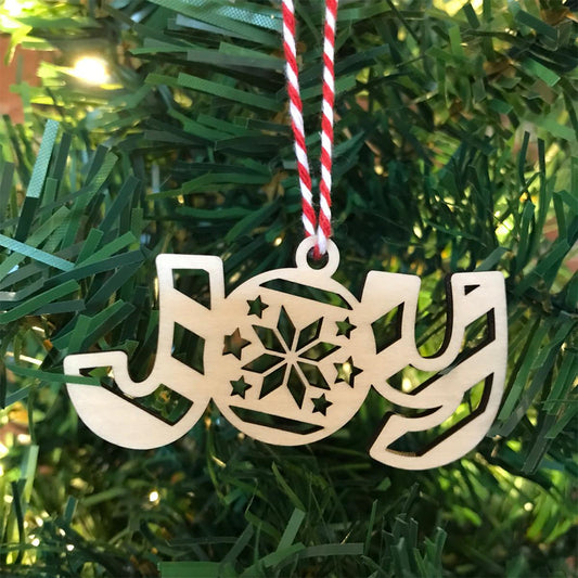 Wooden "JOY" Christmas Ornament - Rustic Holiday Decor, Ready to Hang Tree Decoration