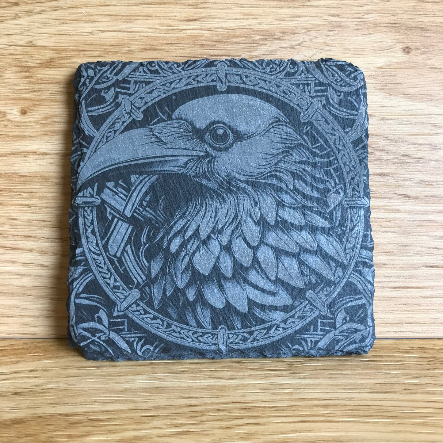 Crow Stone Slate Coaster with a Celtic Design