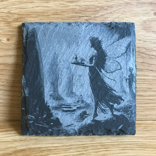 Fairies with standing stones in a Scottish Glen Stone Slate Coaster