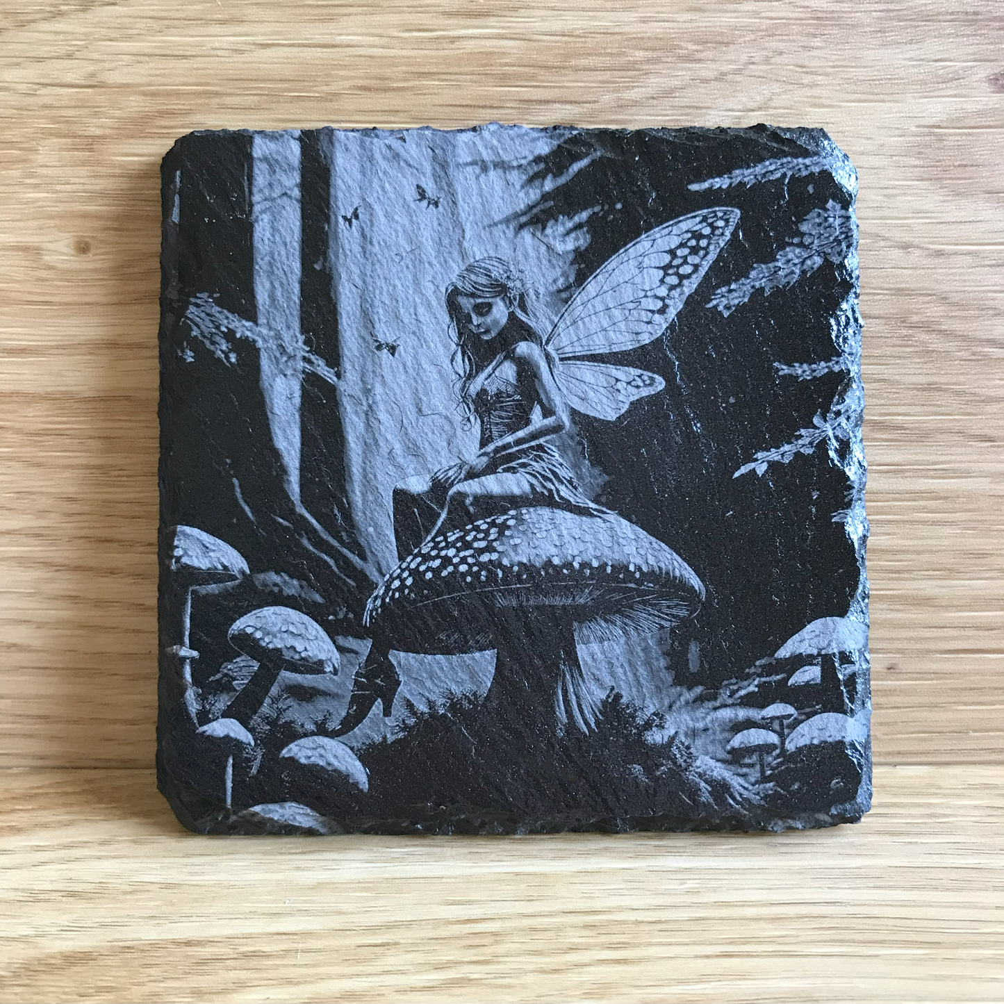 Fairy sitting on a toadstool Slate Coaster