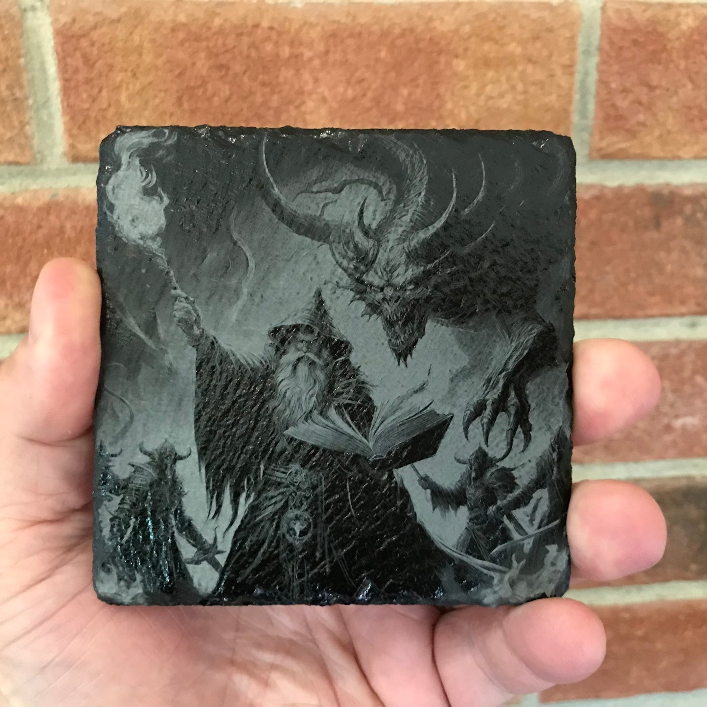 Sorcerer and Demons Stone Slate Coaster