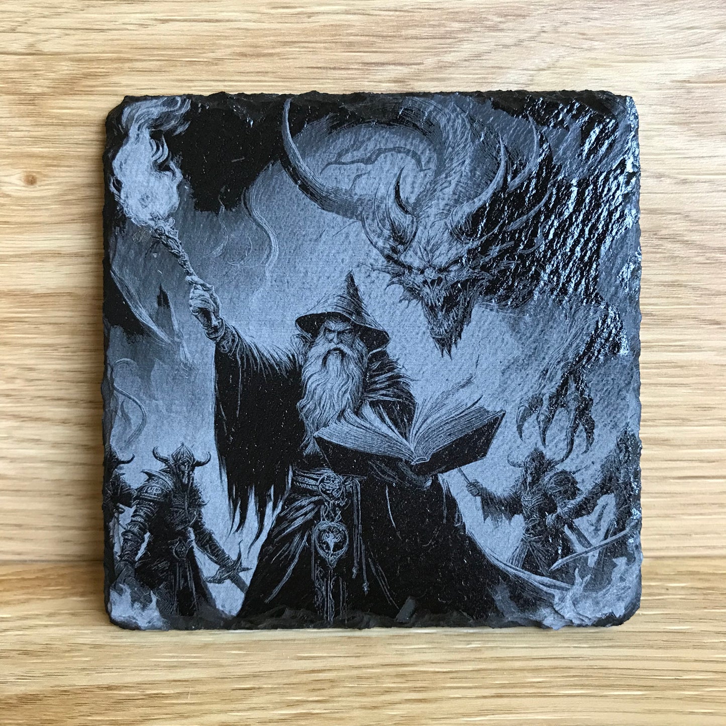 Sorcerer and Demons Stone Slate Coaster