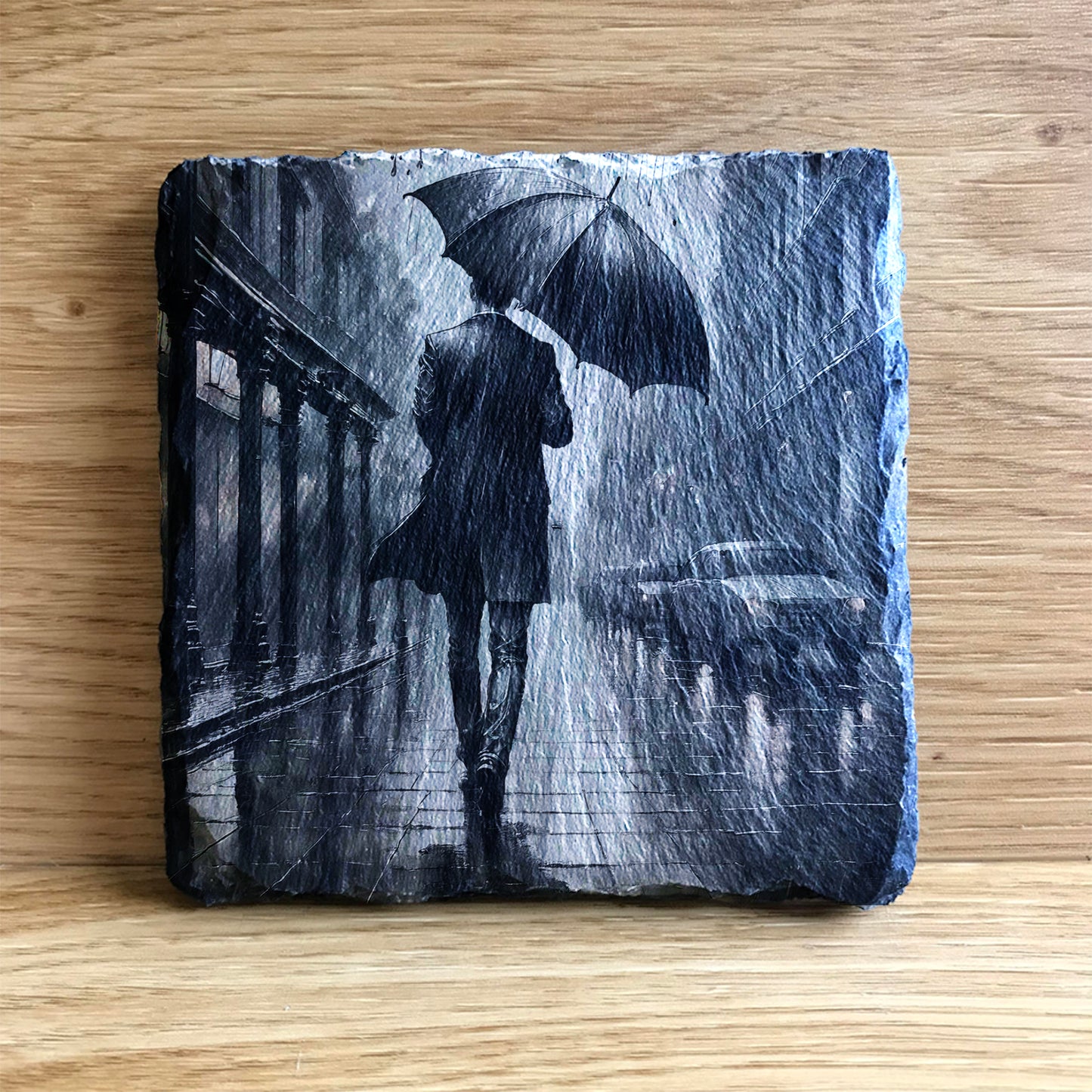 Man walking in the rain