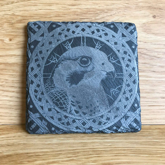 Peregrine Falcon Bird of Prey Slate Coaster with celtic patterns (Copy)