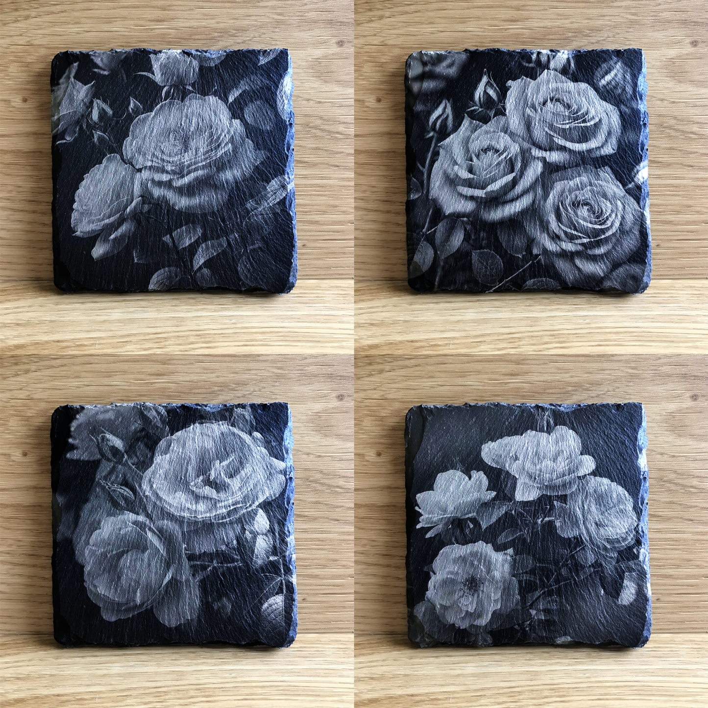 Roses in Bloom - Set of 4 Stone Slate Coasters